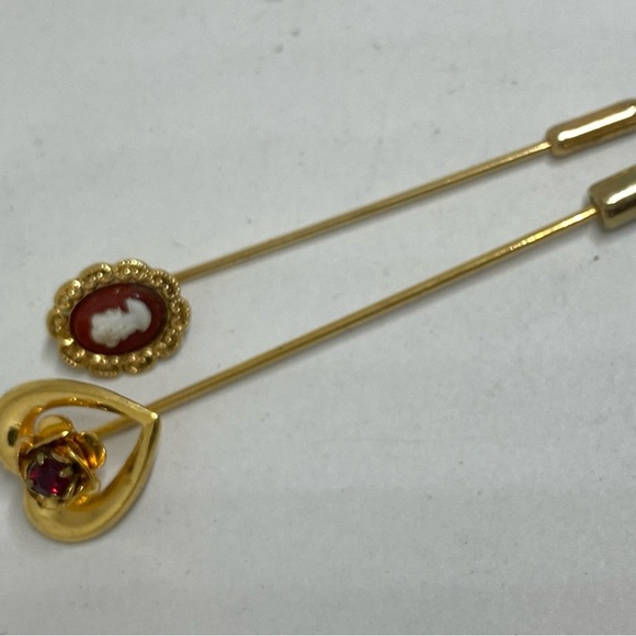 Heart Hat Pin with Red Stone​ - Picture 2 of 7